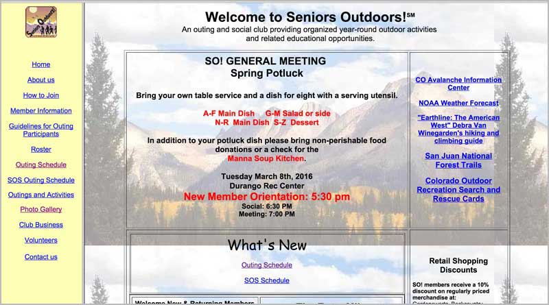 Current Seniors Outdoors site